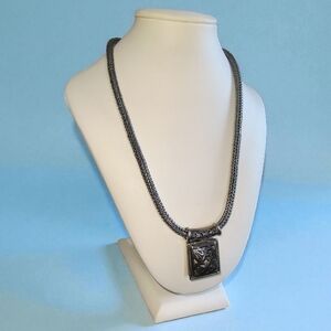 Sterling Silver Wheat Chain Necklace with Slide Pendant – 65g Statement Necklace